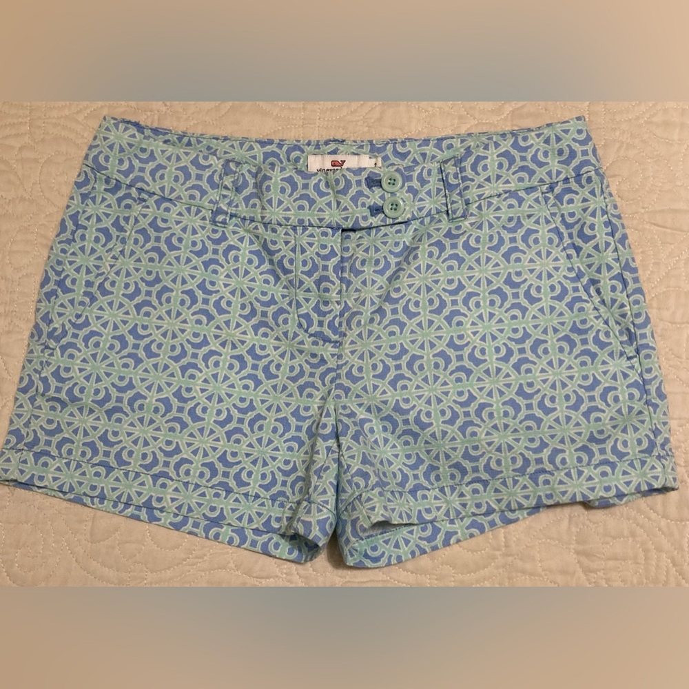 Vineyard Vines Women's Chino Shorts Size 2 Blue Short Mid Rise EUC - Picture 3 of 9